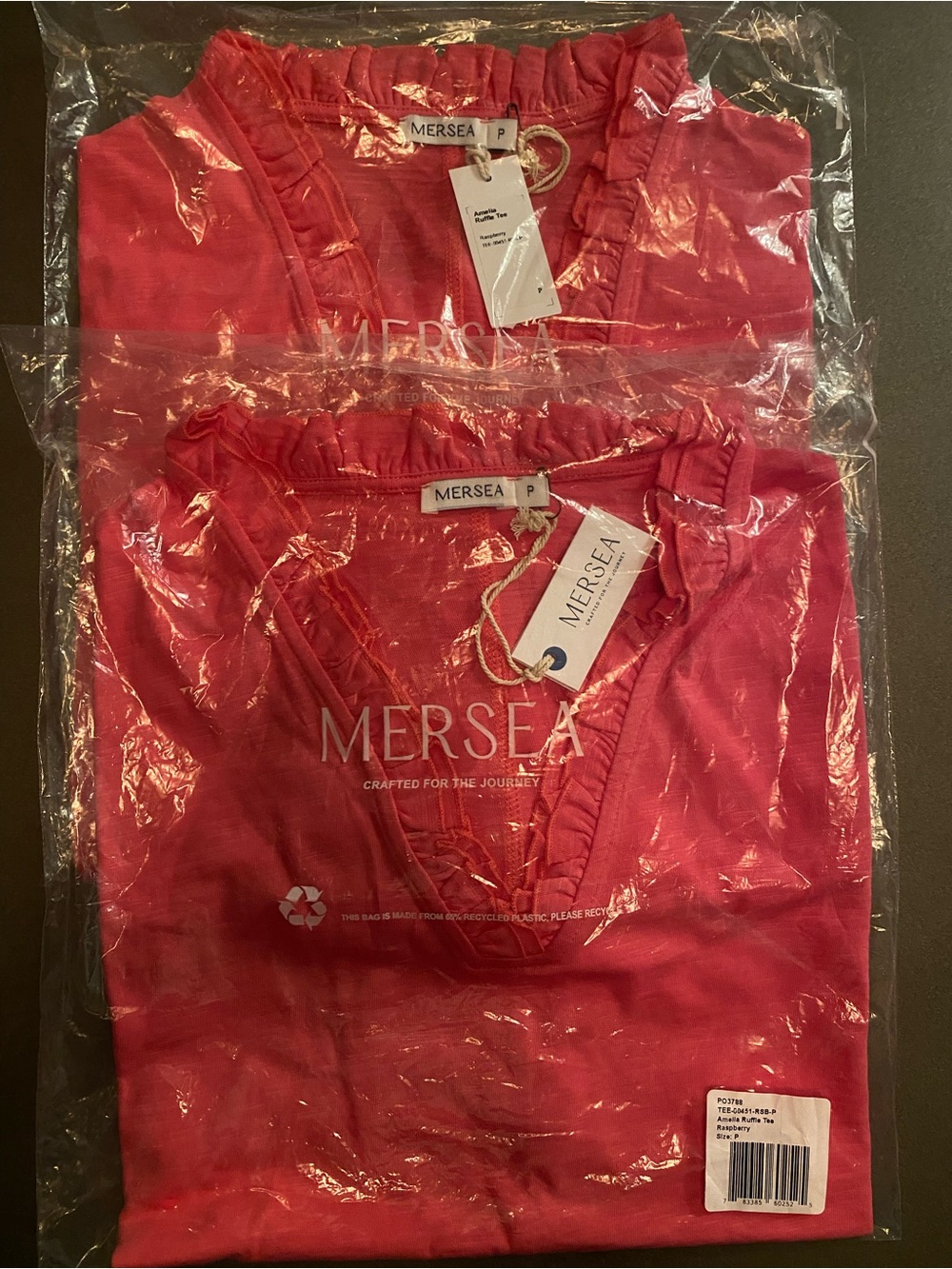 Mersea Amelia raspberry ruffle tee - one size, petite - Picture 7 of 10